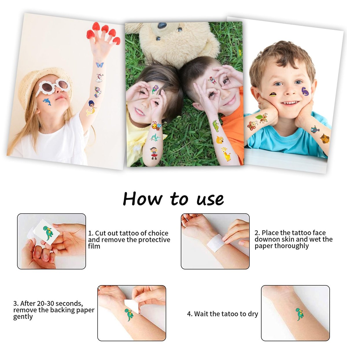 Habett 300+ Mixed Styles Temporary Tattoos for Kids - Space, Dinosaur, Animals, Butterfly Designs - Safe & Easy to Apply - Perfect for Birthday Party Supplies - görsel 11