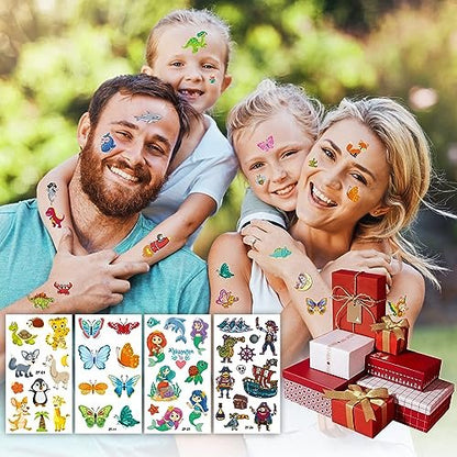 Habett 300+ Mixed Styles Temporary Tattoos for Kids - Space, Dinosaur, Animals, Butterfly Designs - Safe & Easy to Apply - Perfect for Birthday Party Supplies