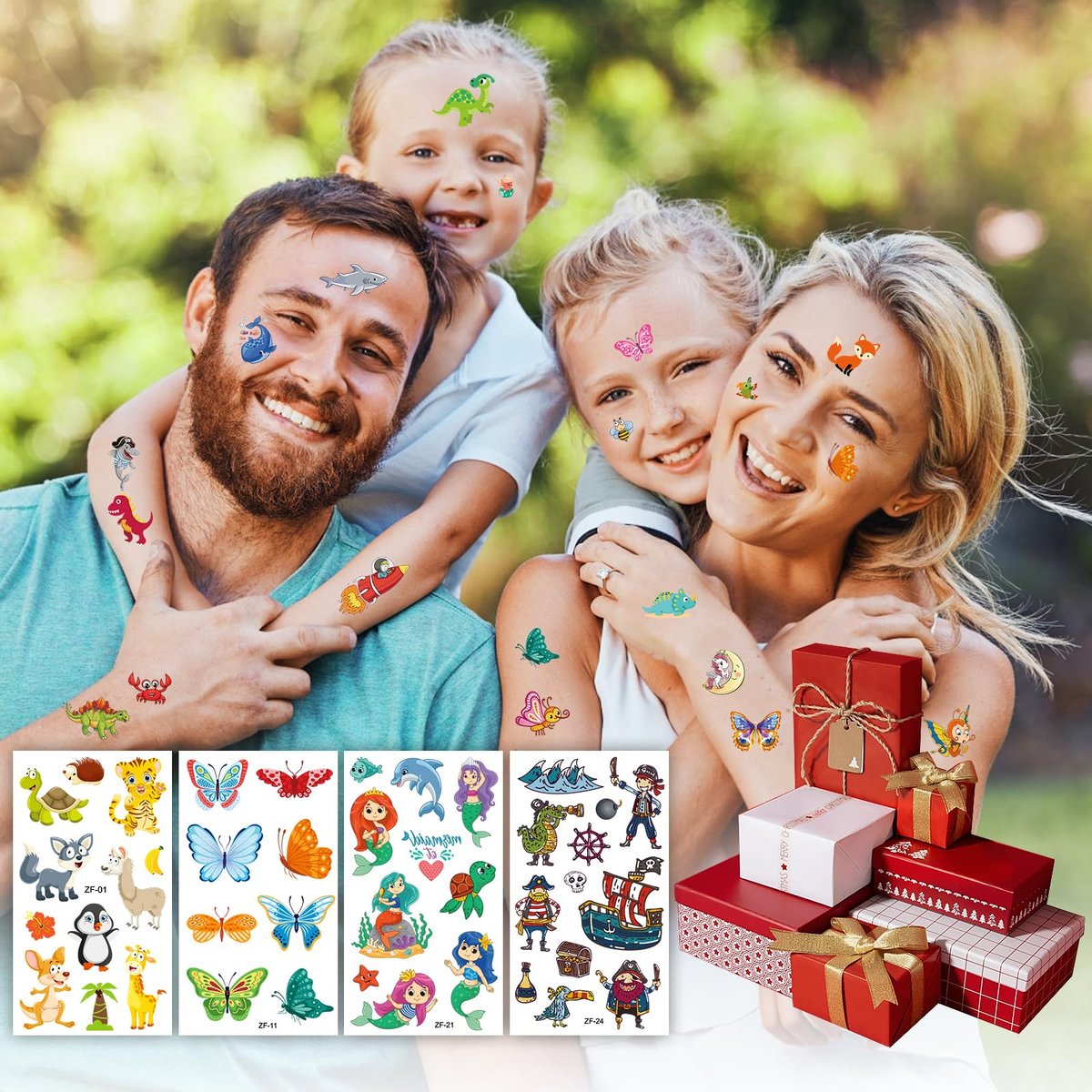 Habett 300+ Mixed Styles Temporary Tattoos for Kids - Space, Dinosaur, Animals, Butterfly Designs - Safe & Easy to Apply - Perfect for Birthday Party Supplies - görsel 7