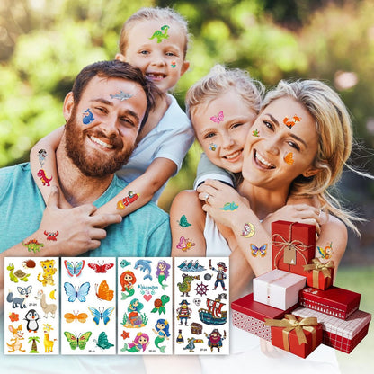 Habett 300+ Mixed Styles Temporary Tattoos for Kids - Space, Dinosaur, Animals, Butterfly Designs - Safe & Easy to Apply - Perfect for Birthday Party Supplies