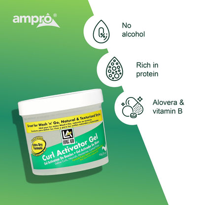 AmPro Long-Aid Activator Gel - Extra Dry, 32 oz - Aloe Vera, Protein & Vitamin B Complex for Defined Natural Curls Avelisse