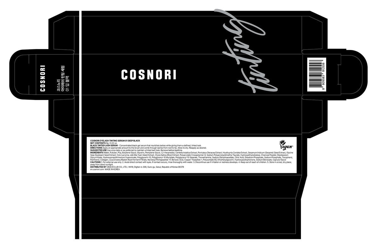 COSNORI Eyelash Tinting Serum 01 Deep Black - Korean Eyelash Boost Tinted Serum for Longer, Thicker Lashes & Brows - Lash Perm Essential - Vegan & Irritation Free, 0.3 fl.oz / 9g Avelisse