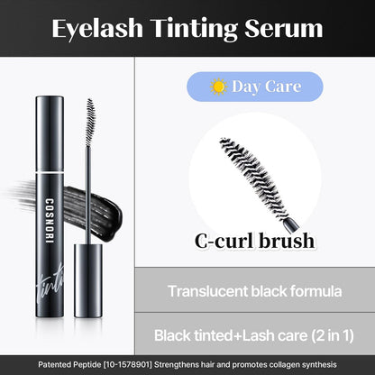 COSNORI Eyelash Tinting Serum 01 Deep Black - Korean Eyelash Boost Tinted Serum for Longer, Thicker Lashes & Brows - Lash Perm Essential - Vegan & Irritation Free, 0.3 fl.oz / 9g Avelisse