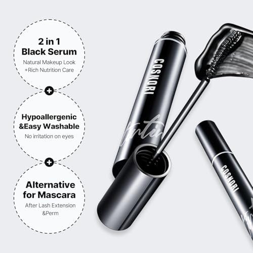 COSNORI Eyelash Tinting Serum 01 Deep Black - Korean Eyelash Boost Tinted Serum for Longer, Thicker Lashes & Brows - Lash Perm Essential - Vegan & Irritation Free, 0.3 fl.oz / 9g Avelisse