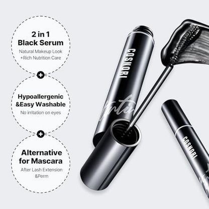 COSNORI Eyelash Tinting Serum 01 Deep Black - Korean Eyelash Boost Tinted Serum for Longer, Thicker Lashes & Brows - Lash Perm Essential - Vegan & Irritation Free, 0.3 fl.oz / 9g Avelisse