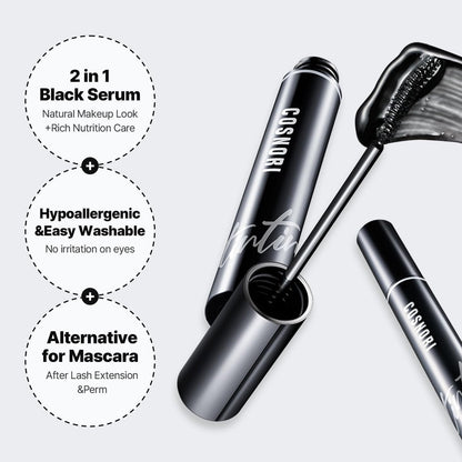 COSNORI Eyelash Tinting Serum 01 Deep Black - Korean Eyelash Boost Tinted Serum for Longer, Thicker Lashes & Brows - Lash Perm Essential - Vegan & Irritation Free, 0.3 fl.oz / 9g Avelisse
