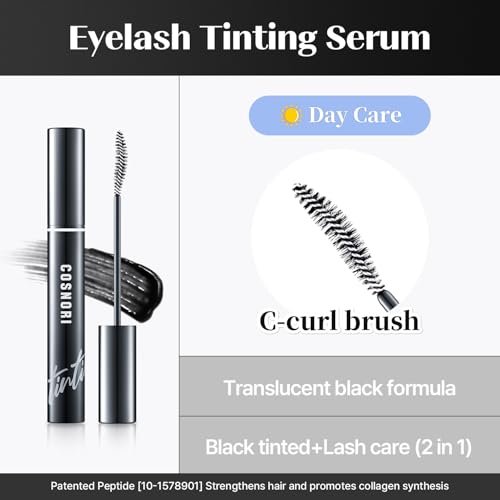 COSNORI Eyelash Tinting Serum 01 Deep Black - Korean Eyelash Boost Tinted Serum for Longer, Thicker Lashes & Brows - Lash Perm Essential - Vegan & Irritation Free, 0.3 fl.oz / 9g Avelisse