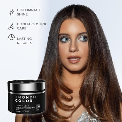 XMONDO Hair Super Gloss Intensive Glossing Treatment - Bond Booster & Hyaluronic Acid for Shine, Nourishment & Repair - Vegan Formula, 8 Fl Oz