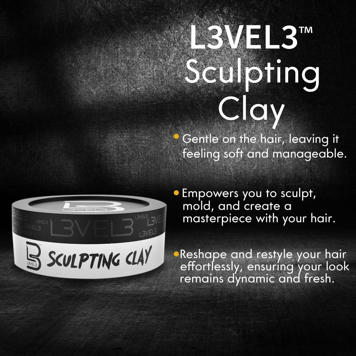 L3 Level 3 Hair Sculpting Clay – Premium Grade Hair Clay for Men, Long Lasting Hold & Natural Finish (5 oz) - görsel 5