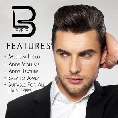 L3 Level 3 Hair Sculpting Clay – Premium Grade Hair Clay for Men, Long Lasting Hold & Natural Finish (5 oz)