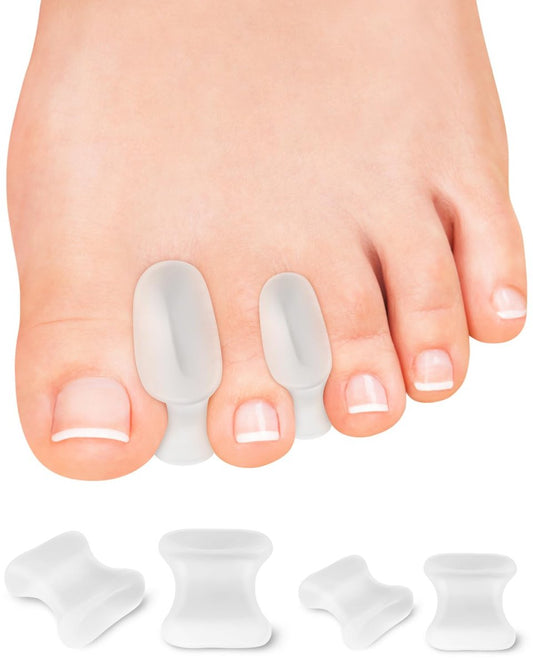 PGRODE 12 Pack Gel Toe Separators - Bunion Toe Spacers for Pain Relief, Soft Silicone Toe Straighteners for Crooked, Overlapping, Hammer Toes (6 Large + 6 Small)