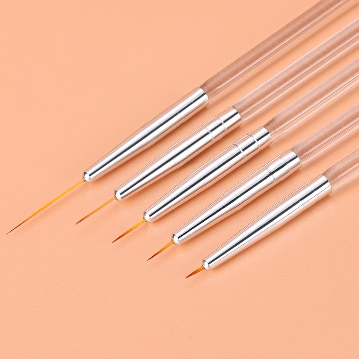 TEOYALL Fine Liner Brush Set - 5/7/9/11/20mm Nail Art Striping Brushes for Detail Drawing & Gel Polish - görsel 11
