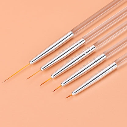 TEOYALL Fine Liner Brush Set - 5/7/9/11/20mm Nail Art Striping Brushes for Detail Drawing & Gel Polish