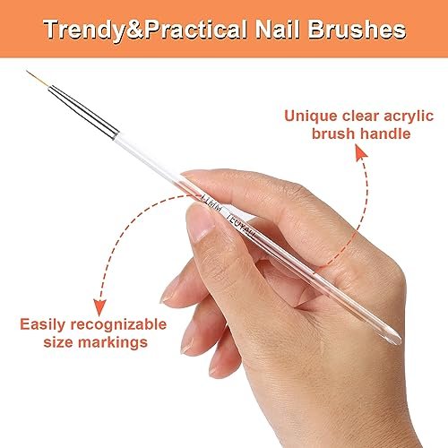 TEOYALL Fine Liner Brush Set - 5/7/9/11/20mm Nail Art Striping Brushes for Detail Drawing & Gel Polish - görsel 4