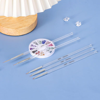 TEOYALL Fine Liner Brush Set - 5/7/9/11/20mm Nail Art Striping Brushes for Detail Drawing & Gel Polish