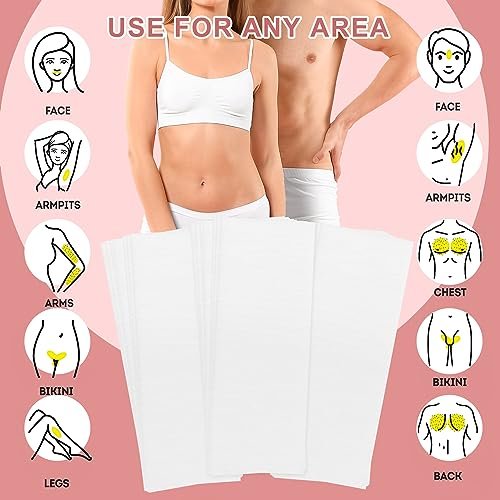 EWVVSS 600-Count Non Woven Wax Strips for Hair Removal - Body and Facial Epilating Wax Strips for Legs, Face, Chest, Back, and Bikini - görsel 12