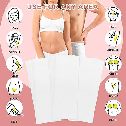EWVVSS 600-Count Non Woven Wax Strips for Hair Removal - Body and Facial Epilating Wax Strips for Legs, Face, Chest, Back, and Bikini