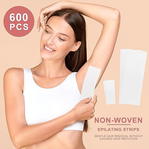 EWVVSS 600-Count Non Woven Wax Strips for Hair Removal - Body and Facial Epilating Wax Strips for Legs, Face, Chest, Back, and Bikini - görsel 8