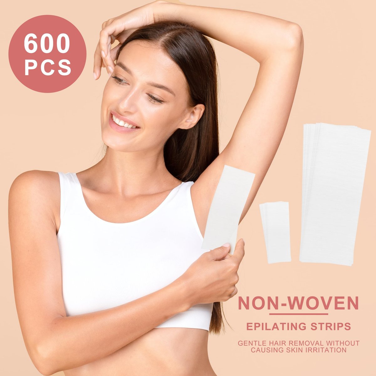 EWVVSS 600-Count Non Woven Wax Strips for Hair Removal - Body and Facial Epilating Wax Strips for Legs, Face, Chest, Back, and Bikini - görsel 7