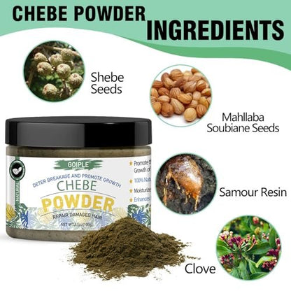 WOZUTUNT Organic African Chebe Powder for Enhanced Hair Growth, Strength & Long Moisturized Hair - 3.5 oz