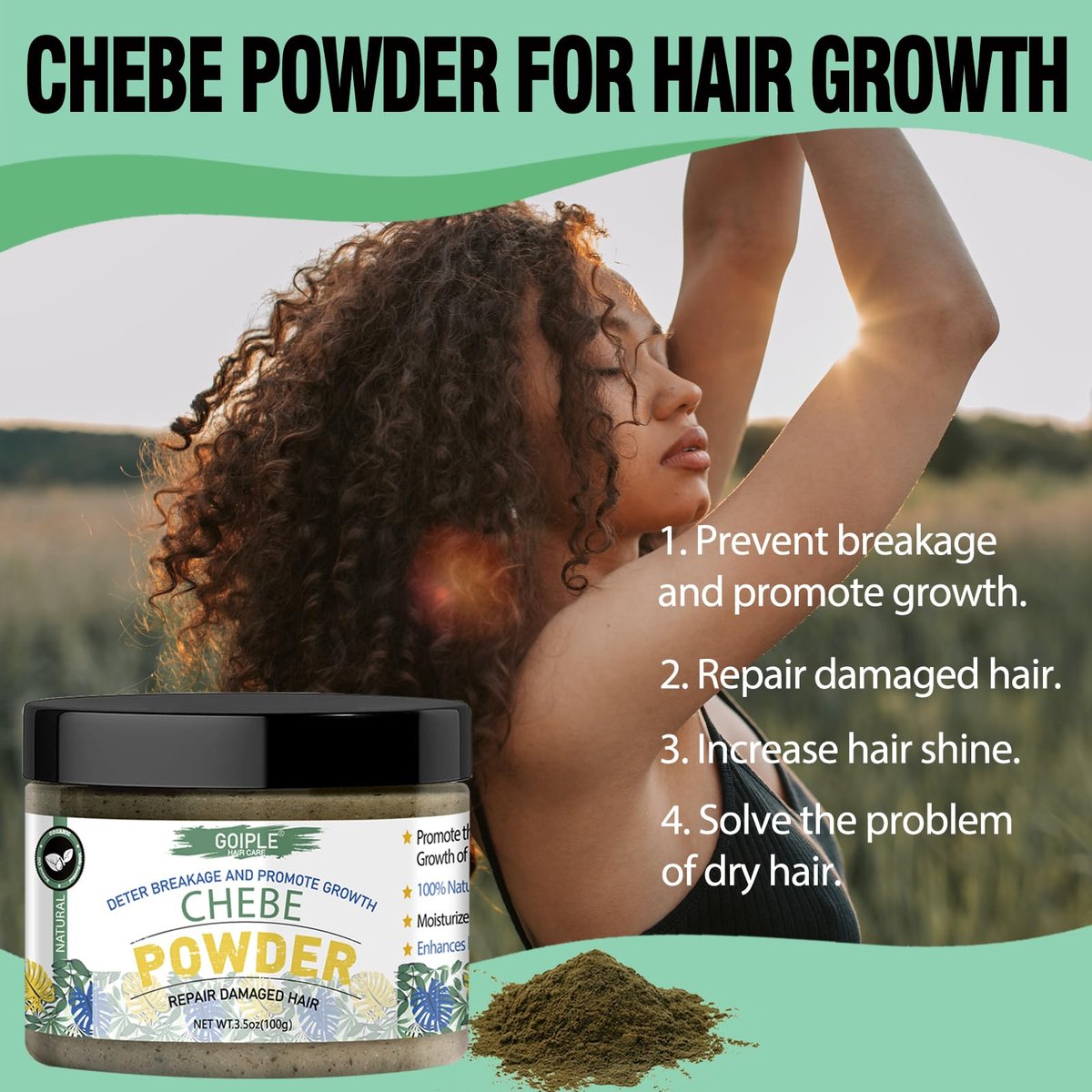 WOZUTUNT Organic African Chebe Powder for Enhanced Hair Growth, Strength & Long Moisturized Hair - 3.5 oz - görsel 7
