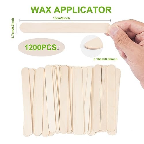 1200 Pieces Large Wooden Wax Sticks, 6-Inch Wood Waxing Sticks Wax Spatulas Applicator, Wood Craft Sticks for Body Hair Removal, Tongue Depressors, Popsicle Sticks Avelisse
