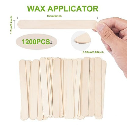 1200 Pieces Large Wooden Wax Sticks, 6-Inch Wood Waxing Sticks Wax Spatulas Applicator, Wood Craft Sticks for Body Hair Removal, Tongue Depressors, Popsicle Sticks Avelisse