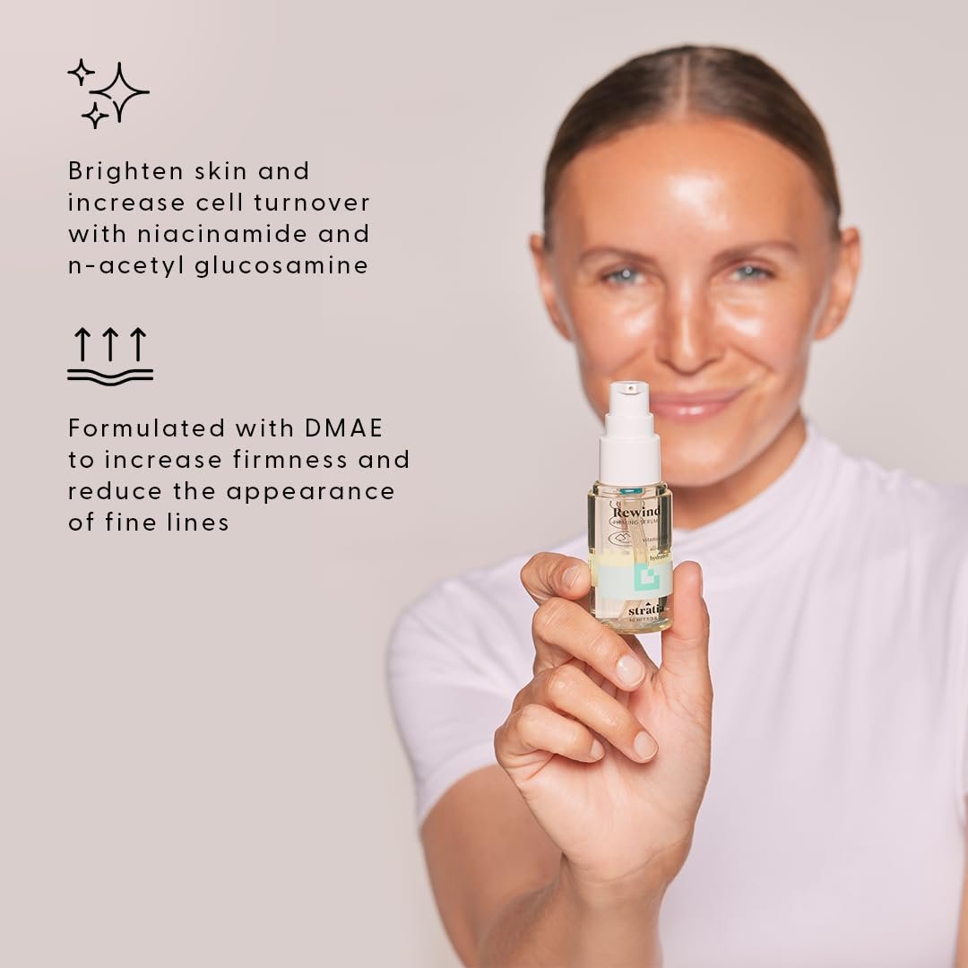 Stratia Rewind Firming & Hydrating Serum with Hyaluronic Acid & Niacinamide - DMAE for Smooth, Plump Skin, 1.3 Fl Oz Avelisse