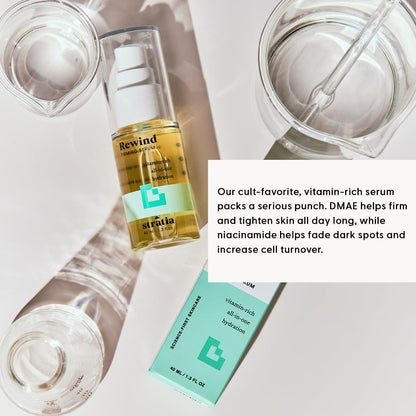 Stratia Rewind Firming & Hydrating Serum with Hyaluronic Acid & Niacinamide - DMAE for Smooth, Plump Skin, 1.3 Fl Oz Avelisse
