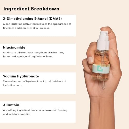Stratia Rewind Firming & Hydrating Serum with Hyaluronic Acid & Niacinamide - DMAE for Smooth, Plump Skin, 1.3 Fl Oz Avelisse