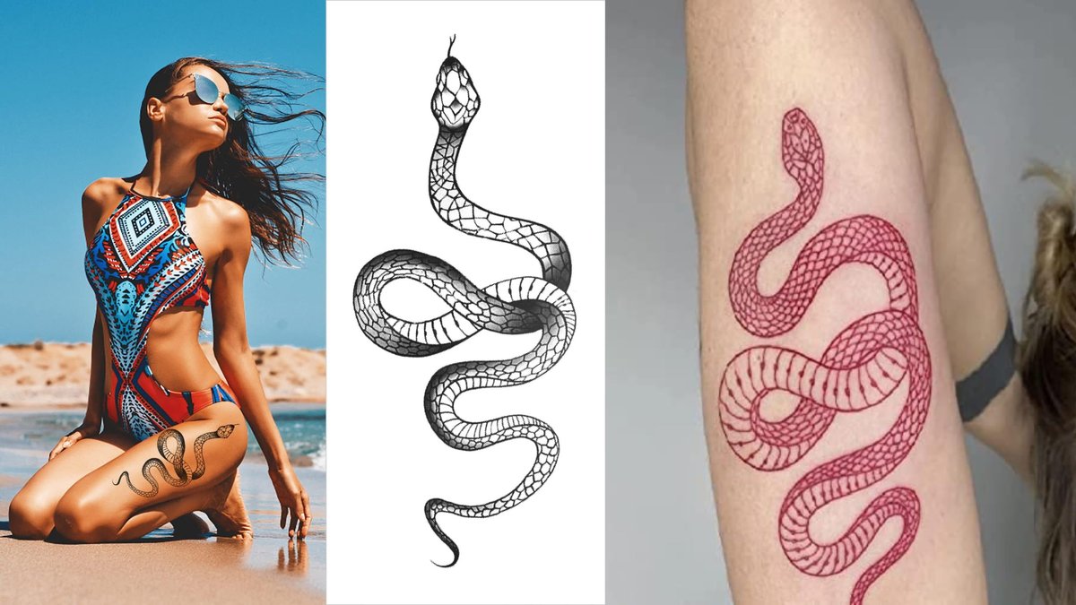 Big Size Realistic Snake & Spider Temporary Tattoo Stickers - 3 Pack (1 Black Snake, 1 Red Snake, 1 Random Spider) Waterproof Fake Tattoos for Women Men - görsel 11