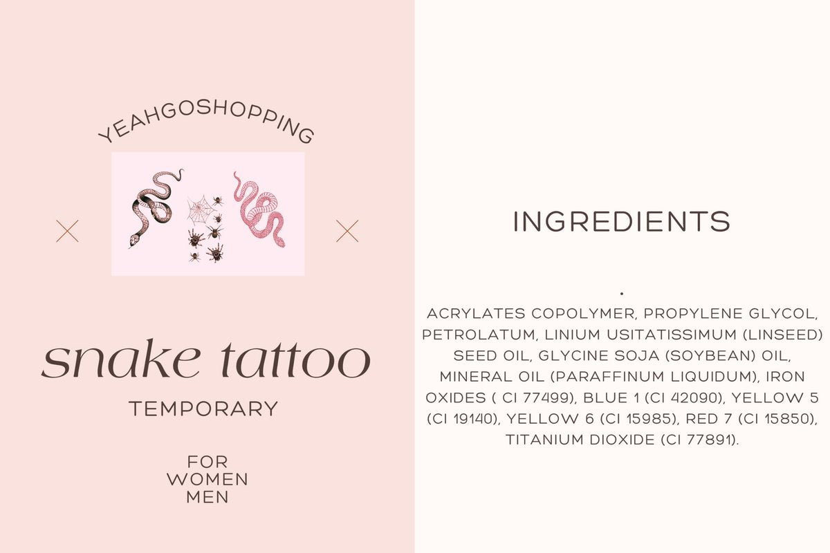 Big Size Realistic Snake & Spider Temporary Tattoo Stickers - 3 Pack (1 Black Snake, 1 Red Snake, 1 Random Spider) Waterproof Fake Tattoos for Women Men - görsel 15