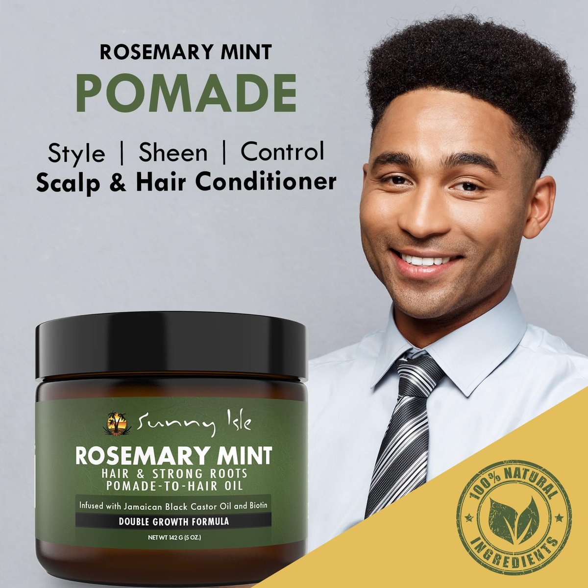 Sunny Isle Rosemary Mint Hair & Strong Roots Pomade with Biotin & Jamaican Black Castor Oil - 5 oz - görsel 9