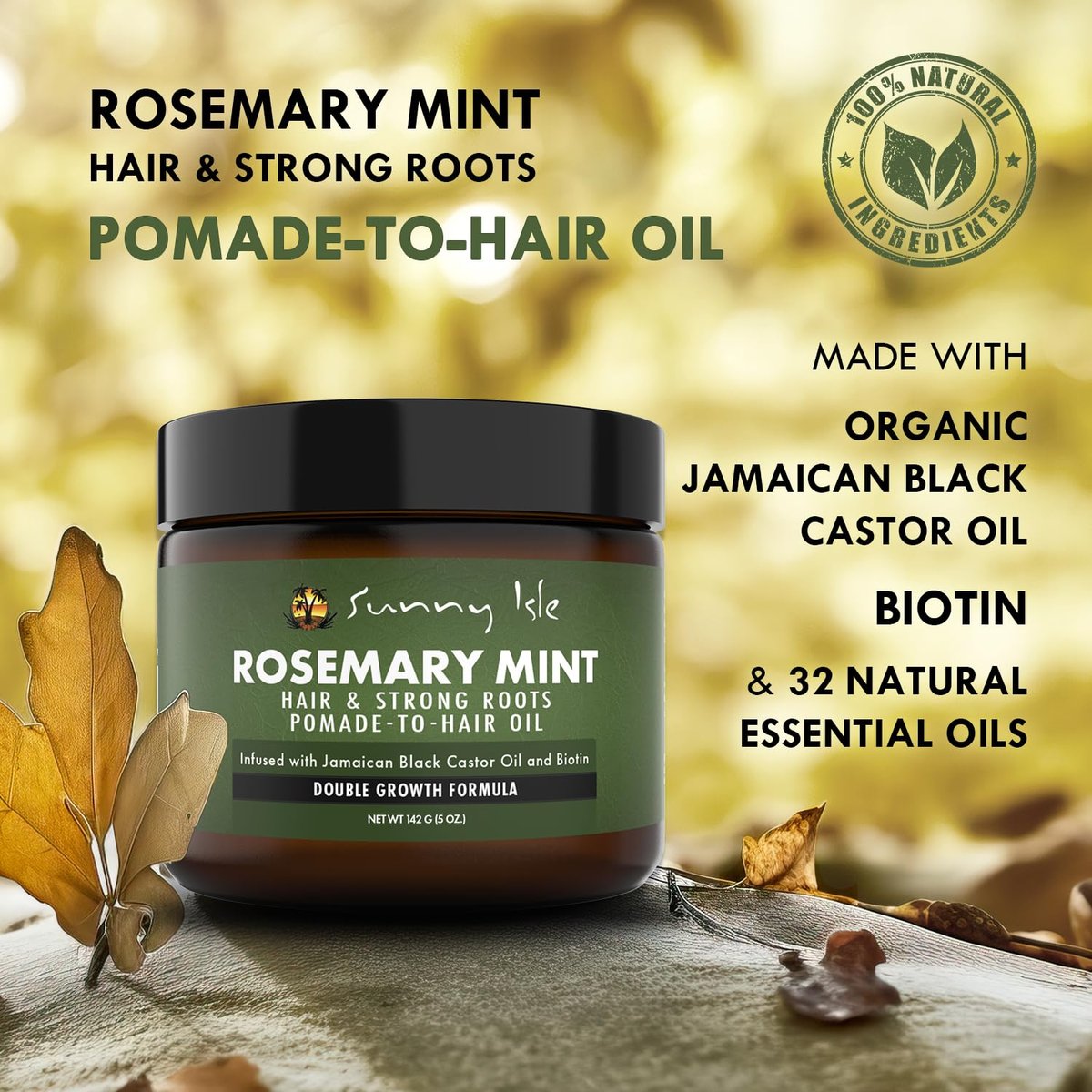 Sunny Isle Rosemary Mint Hair & Strong Roots Pomade with Biotin & Jamaican Black Castor Oil - 5 oz - görsel 5