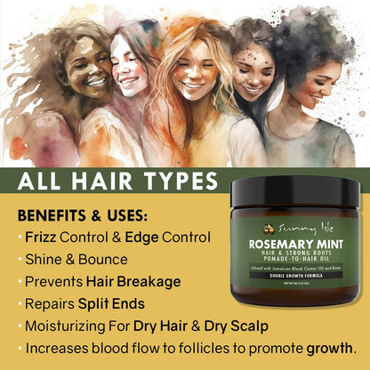 Sunny Isle Rosemary Mint Hair & Strong Roots Pomade with Biotin & Jamaican Black Castor Oil - 5 oz