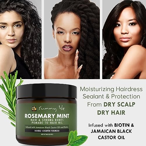 Sunny Isle Rosemary Mint Hair & Strong Roots Pomade with Biotin & Jamaican Black Castor Oil - 5 oz - görsel 4