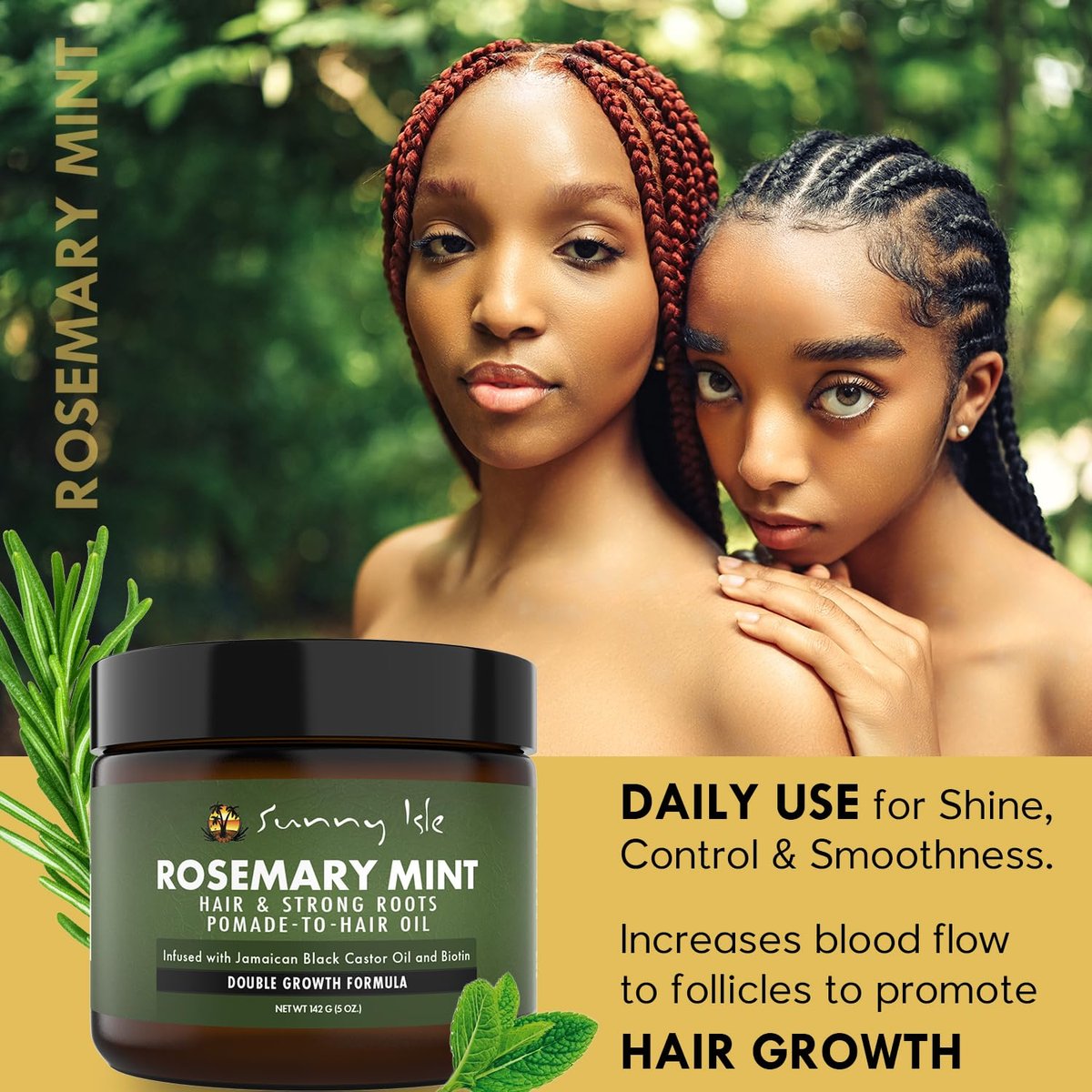 Sunny Isle Rosemary Mint Hair & Strong Roots Pomade with Biotin & Jamaican Black Castor Oil - 5 oz - görsel 7