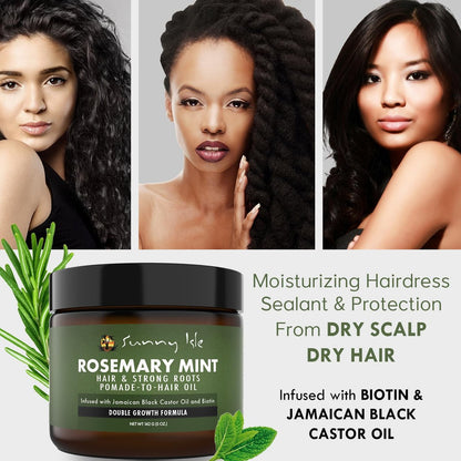 Sunny Isle Rosemary Mint Hair & Strong Roots Pomade with Biotin & Jamaican Black Castor Oil - 5 oz
