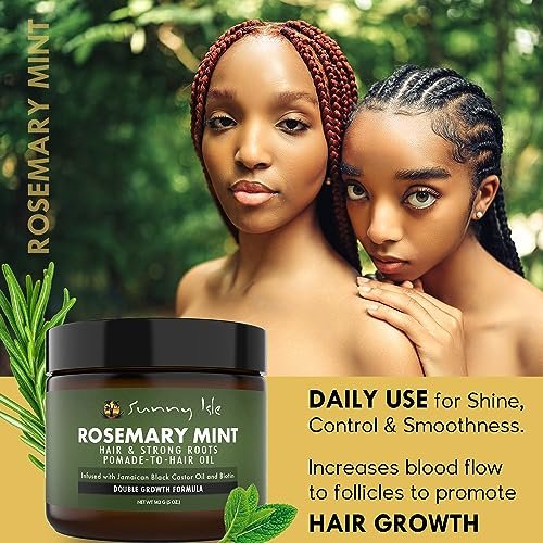 Sunny Isle Rosemary Mint Hair & Strong Roots Pomade with Biotin & Jamaican Black Castor Oil - 5 oz - görsel 8