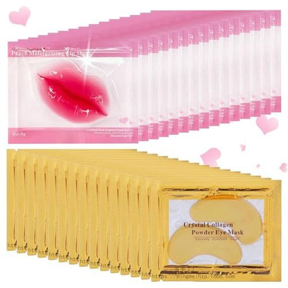 30 Pairs Lip Mask & Eye Mask - 24K Gold Under Eye Patches for Puffy Eyes, Lip Mask Skincare, Bulk Gifts for Bridesmaids, Mother's Day, Teacher Appreciation, Bachelorette Party Favors