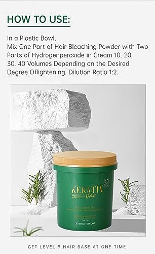 KERATIN BAR Professional Blue Bleaching Powder - Plex Technology - Lifts up to 9 Shades - Maximum Lifting Extra Strength Lightener - Dust Free - 16.9 oz Avelisse