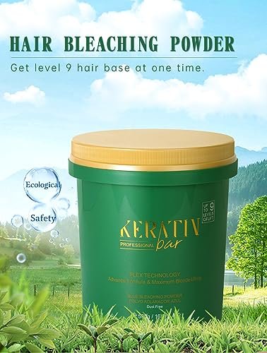 KERATIN BAR Professional Blue Bleaching Powder - Plex Technology - Lifts up to 9 Shades - Maximum Lifting Extra Strength Lightener - Dust Free - 16.9 oz Avelisse