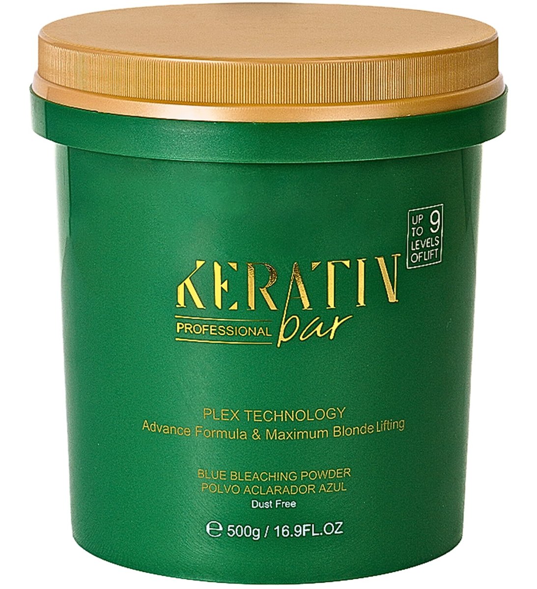 KERATIN BAR Professional Blue Bleaching Powder - Plex Technology - Lifts up to 9 Shades - Maximum Lifting Extra Strength Lightener - Dust Free - 16.9 oz Avelisse