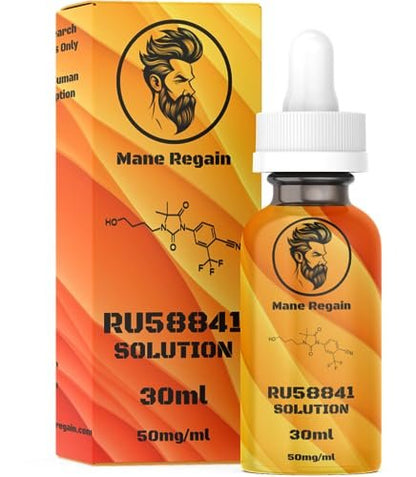 Mane Regain RU58841 5% Solution (50mg/ml) - DHT Blocker - Advanced Hair Loss Treatment - Anti-Androgen Hair Tonic - Promotes Hair Regrowth and Prevents Male Pattern Baldness - 30ml Avelisse