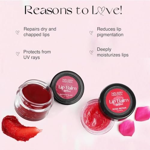 Nourish Mantra Beetroot & Rose Lip Balm with SPF – Moisturizing & Tinted Lip Care for Dry, Chapped Lips - görsel 4