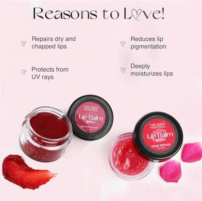Nourish Mantra Beetroot & Rose Lip Balm with SPF – Moisturizing & Tinted Lip Care for Dry, Chapped Lips