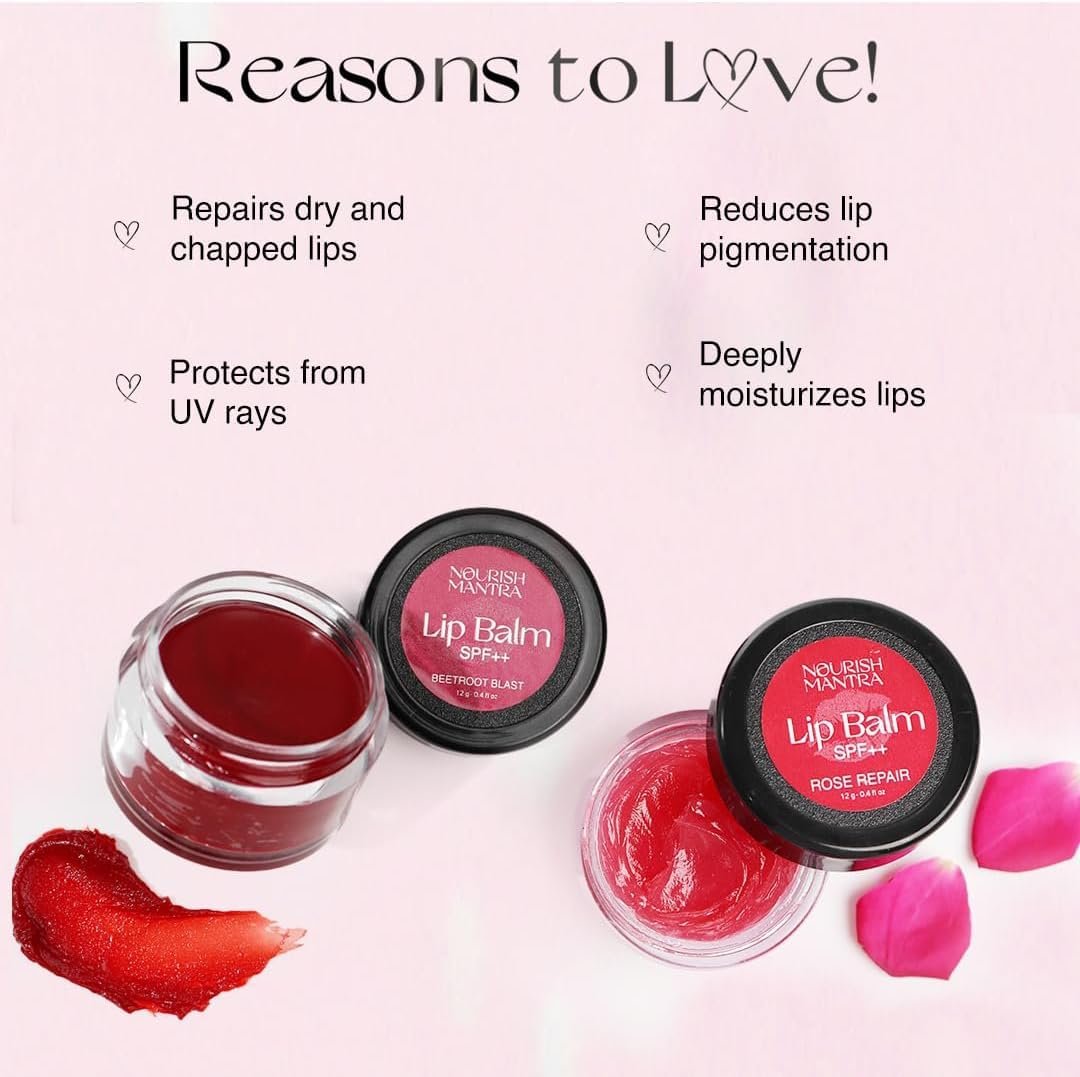 Nourish Mantra Beetroot & Rose Lip Balm with SPF – Moisturizing & Tinted Lip Care for Dry, Chapped Lips - görsel 3