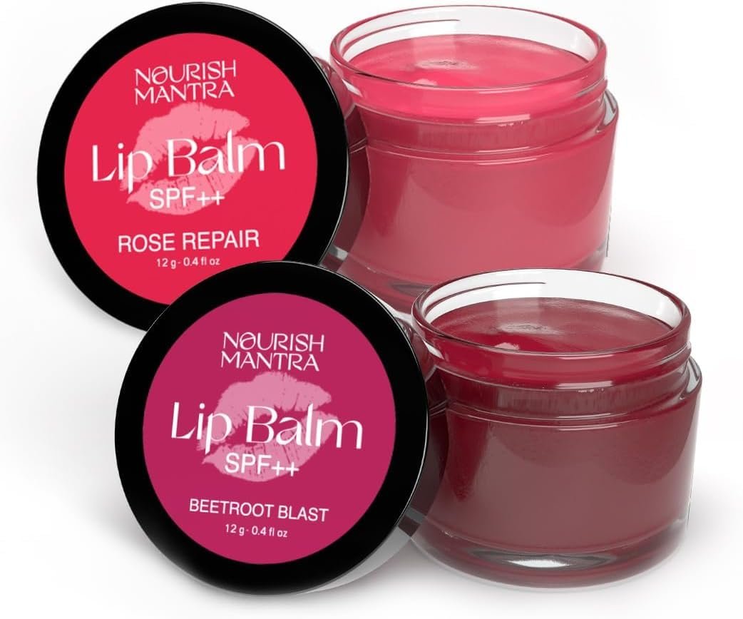 Nourish Mantra Beetroot & Rose Lip Balm with SPF – Moisturizing & Tinted Lip Care for Dry, Chapped Lips - görsel 1