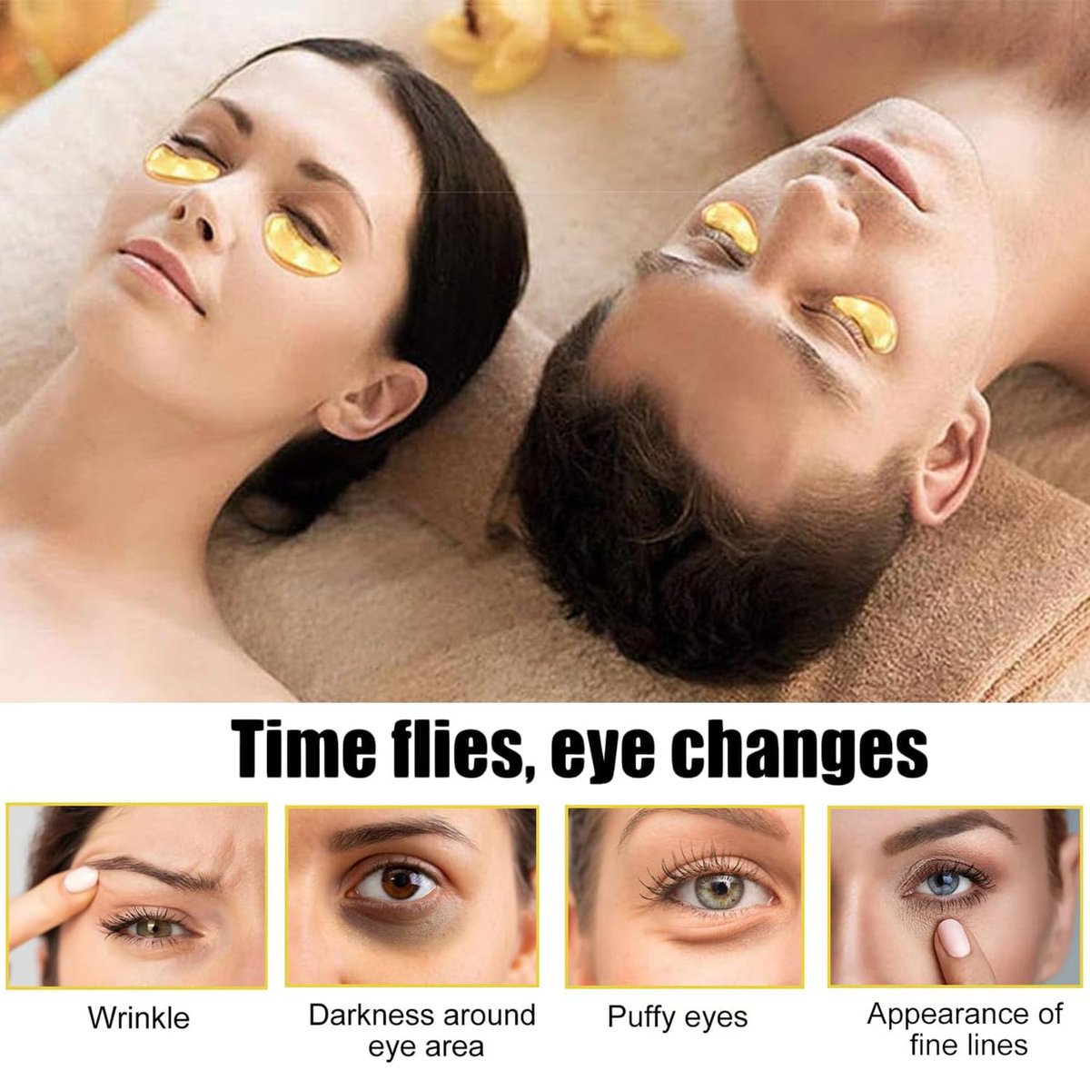 30 Pairs Gold Crystal Gel Collagen Lip & Eye Mask - Bulk Party Favors, Bridesmaid & Teacher Gifts - görsel 5