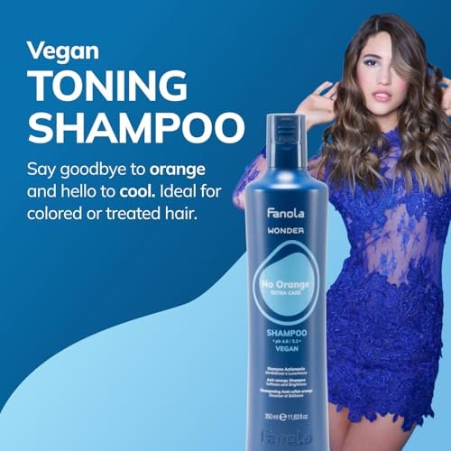 Fanola Wonder Blue Shampoo for Brunettes - Toning Shampoo for Light Brown to Platinum Hair, Neutralizes Orange & Brassy Tones, Vegan & Sulfate-Free (11.8 fl oz) - görsel 4